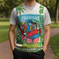 Guyana Christmas Knitted V-Neck Vest Chilling Macaw It's 5 o'clock Somewhere - Wonder Print Shop
