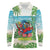 Guyana Christmas Long Sleeve Polo Shirt Chilling Macaw It's 5 o'clock Somewhere - Wonder Print Shop