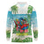 Guyana Christmas Long Sleeve Polo Shirt Chilling Macaw It's 5 o'clock Somewhere - Wonder Print Shop