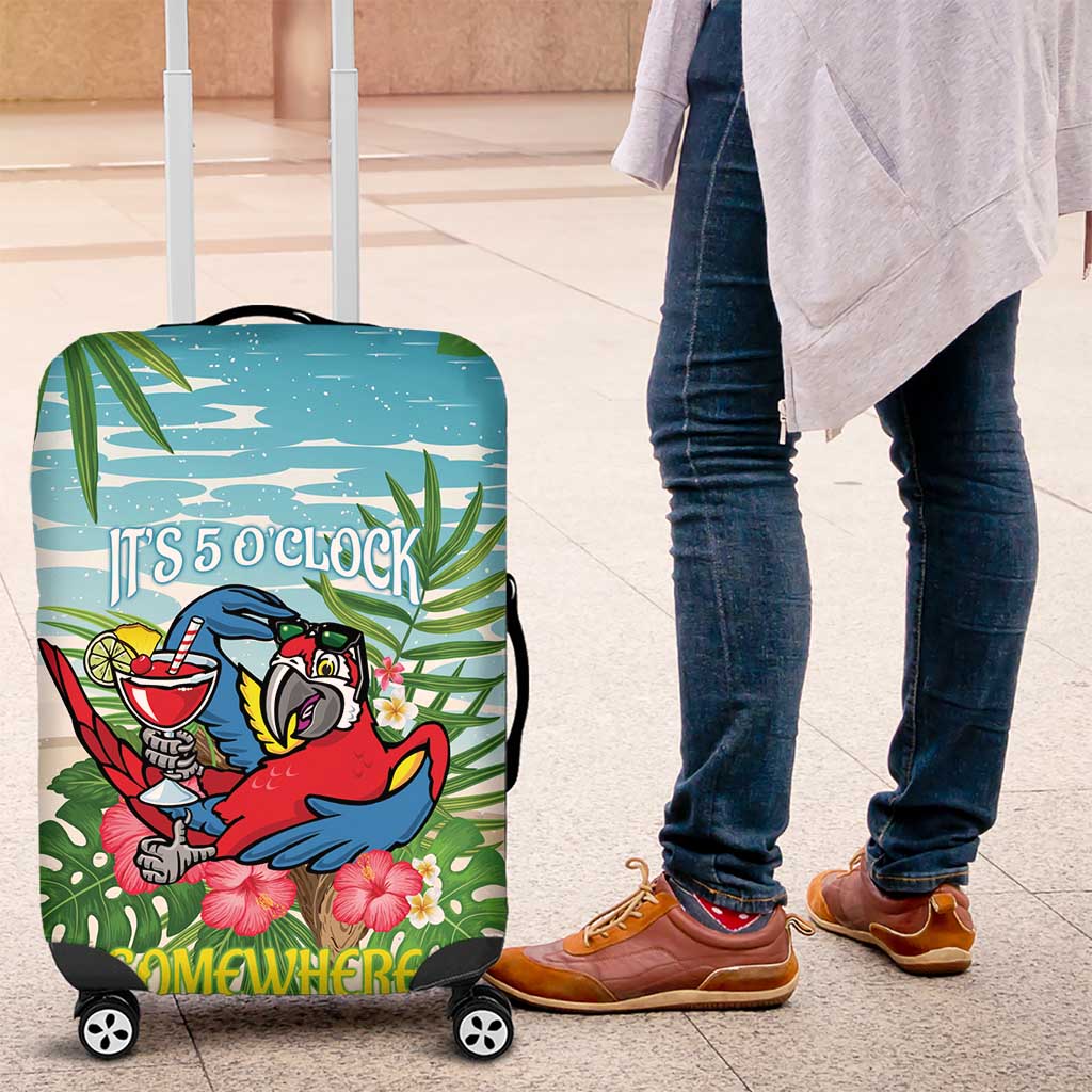 Guyana Christmas Luggage Cover Chilling Macaw It's 5 o'clock Somewhere - Wonder Print Shop