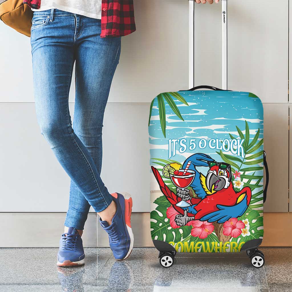 Guyana Christmas Luggage Cover Chilling Macaw It's 5 o'clock Somewhere - Wonder Print Shop