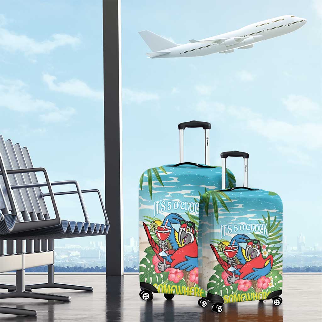 Guyana Christmas Luggage Cover Chilling Macaw It's 5 o'clock Somewhere - Wonder Print Shop