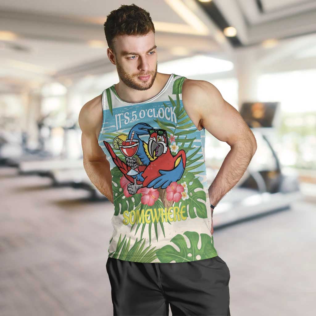 Guyana Christmas Men Tank Top Chilling Macaw It's 5 o'clock Somewhere - Wonder Print Shop