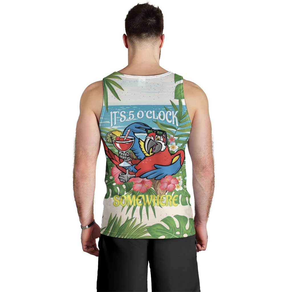 Guyana Christmas Men Tank Top Chilling Macaw It's 5 o'clock Somewhere - Wonder Print Shop