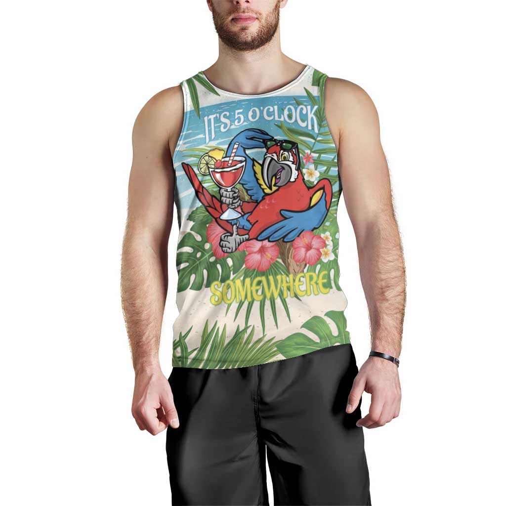 Guyana Christmas Men Tank Top Chilling Macaw It's 5 o'clock Somewhere - Wonder Print Shop
