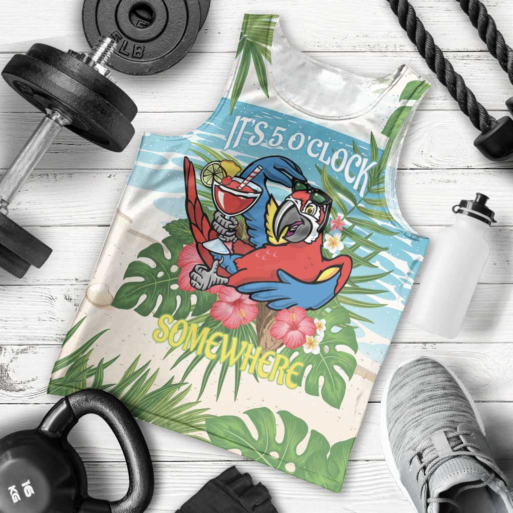 Guyana Christmas Men Tank Top Chilling Macaw It's 5 o'clock Somewhere - Wonder Print Shop