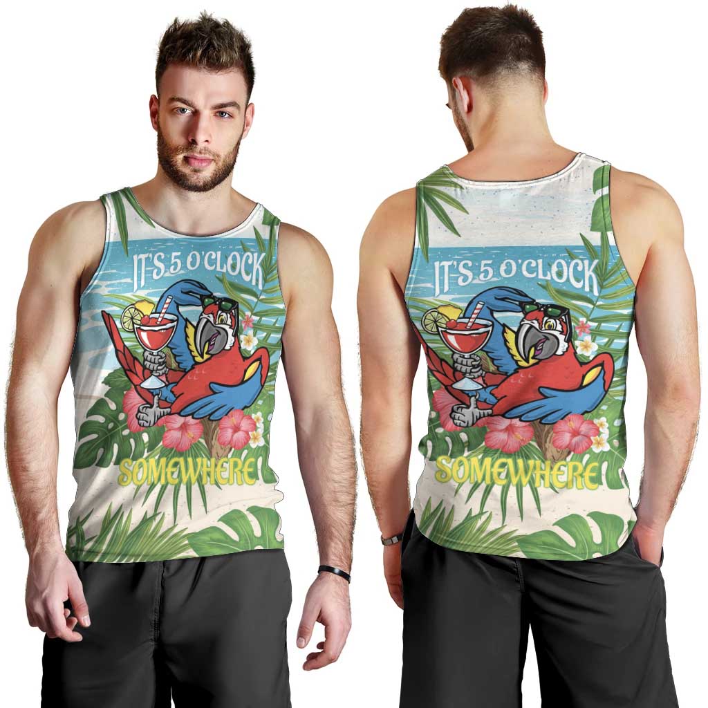 Guyana Christmas Men Tank Top Chilling Macaw It's 5 o'clock Somewhere - Wonder Print Shop