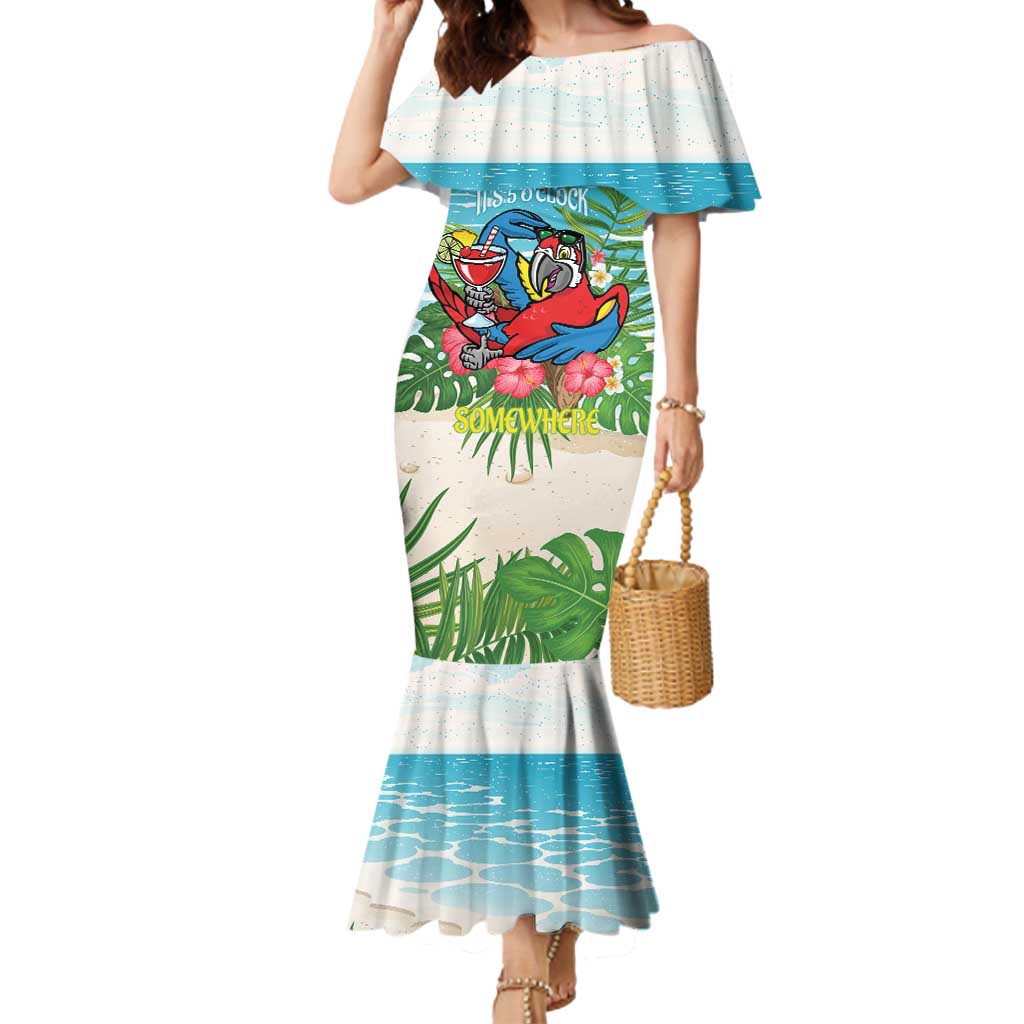 Guyana Christmas Mermaid Dress Chilling Macaw It's 5 o'clock Somewhere - Wonder Print Shop