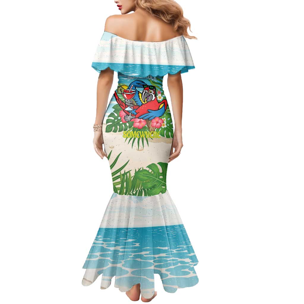 Guyana Christmas Mermaid Dress Chilling Macaw It's 5 o'clock Somewhere - Wonder Print Shop