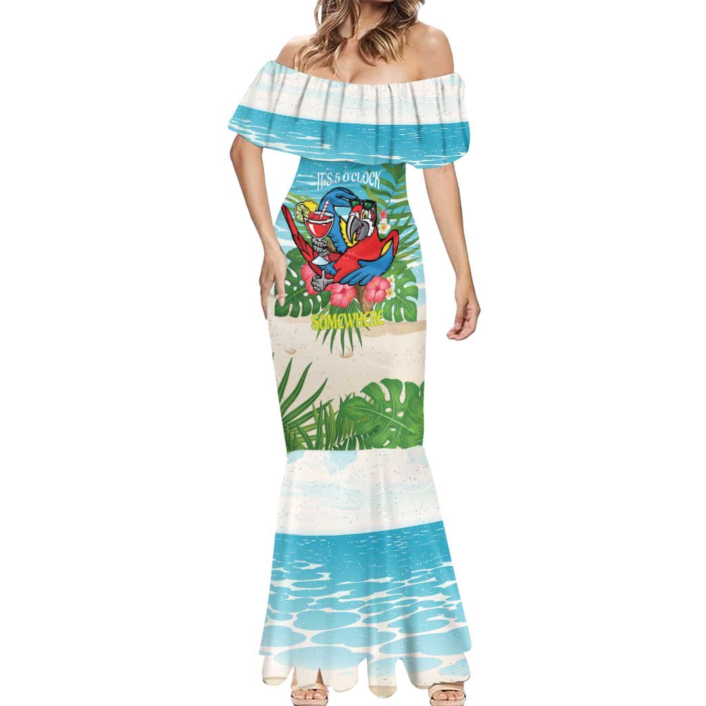 Guyana Christmas Mermaid Dress Chilling Macaw It's 5 o'clock Somewhere - Wonder Print Shop