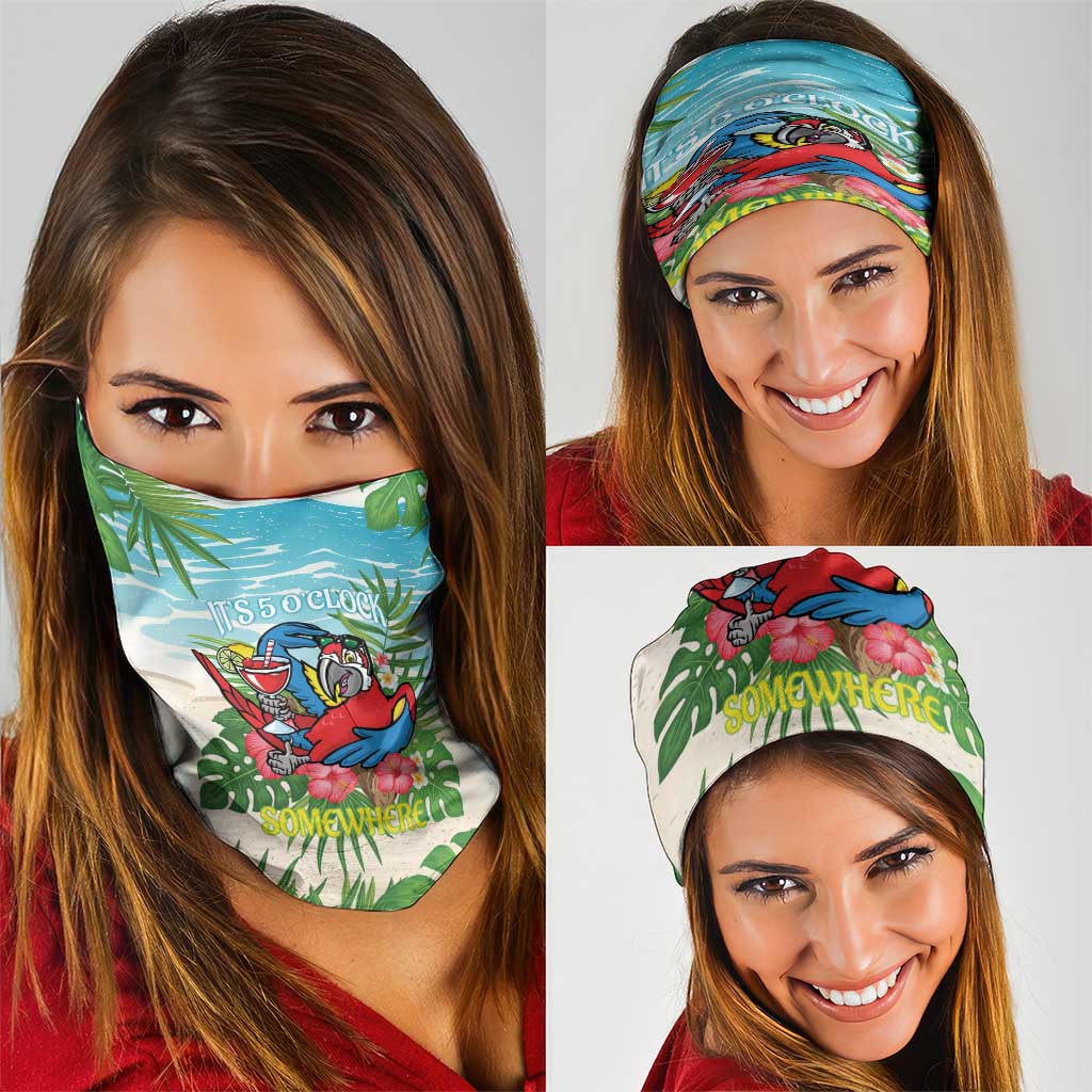 Guyana Christmas Neck Gaiter Chilling Macaw It's 5 o'clock Somewhere - Wonder Print Shop