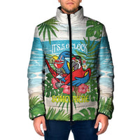 Guyana Christmas Padded Jacket Chilling Macaw It's 5 o'clock Somewhere - Wonder Print Shop