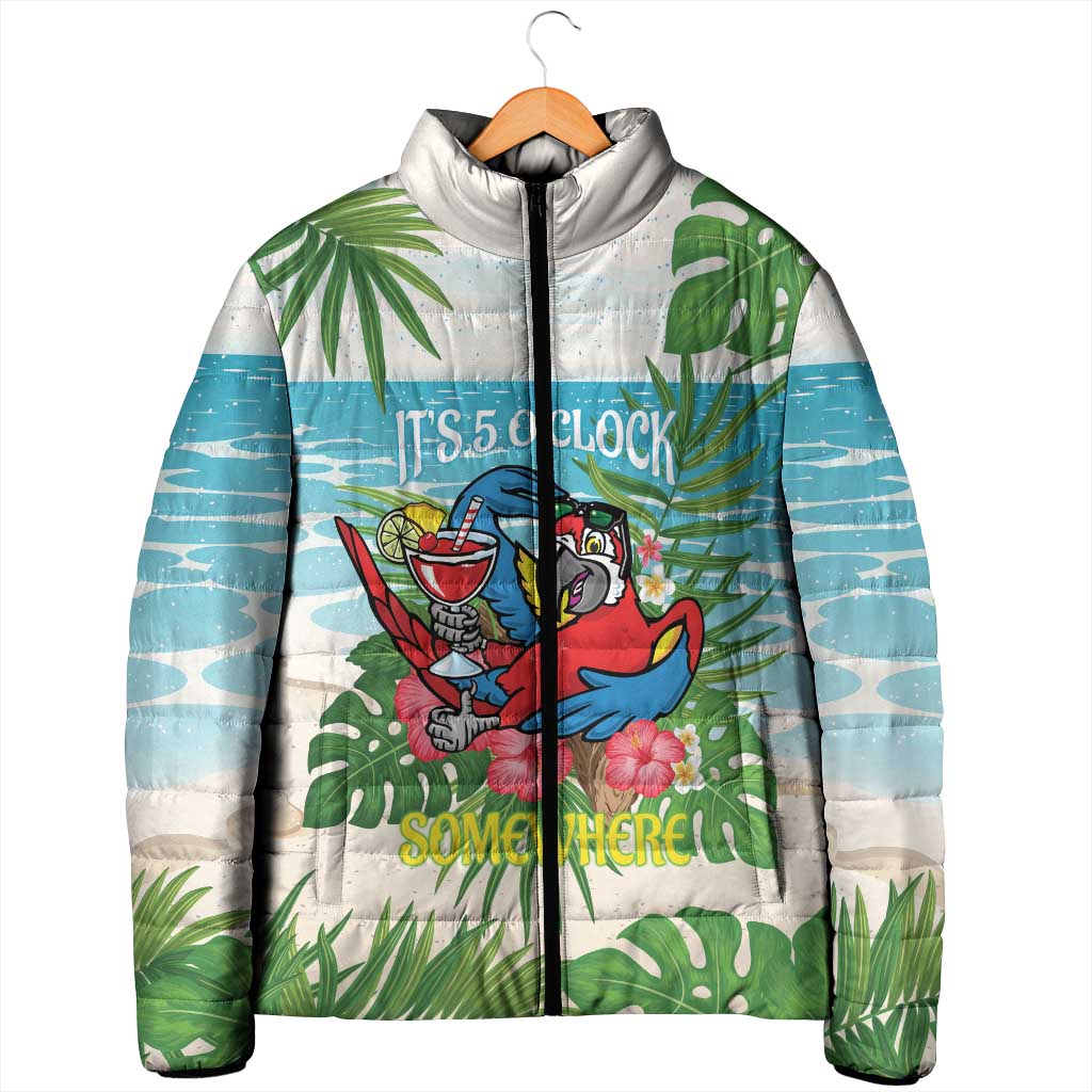 Guyana Christmas Padded Jacket Chilling Macaw It's 5 o'clock Somewhere - Wonder Print Shop