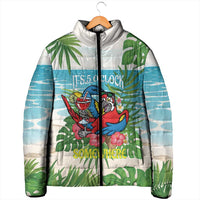 Guyana Christmas Padded Jacket Chilling Macaw It's 5 o'clock Somewhere - Wonder Print Shop