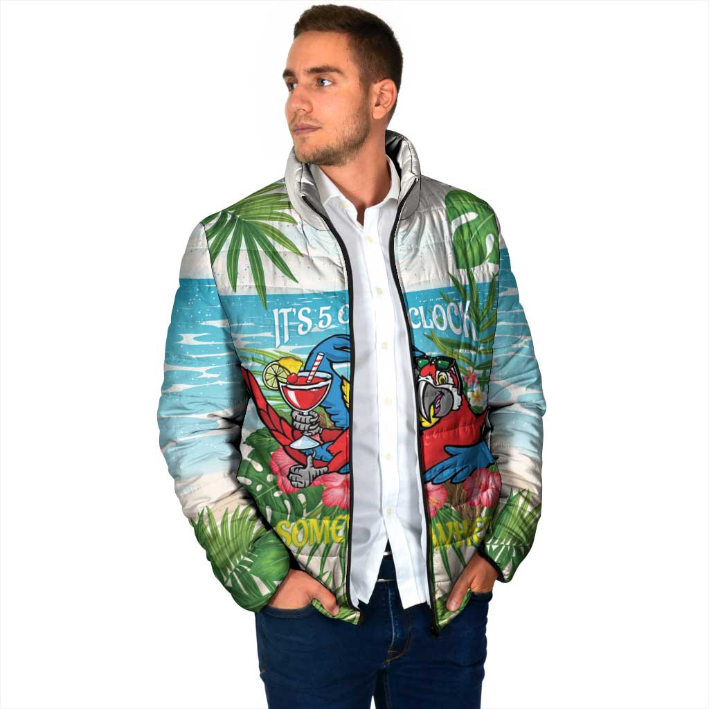 Guyana Christmas Padded Jacket Chilling Macaw It's 5 o'clock Somewhere - Wonder Print Shop