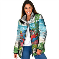 Guyana Christmas Padded Jacket Chilling Macaw It's 5 o'clock Somewhere - Wonder Print Shop