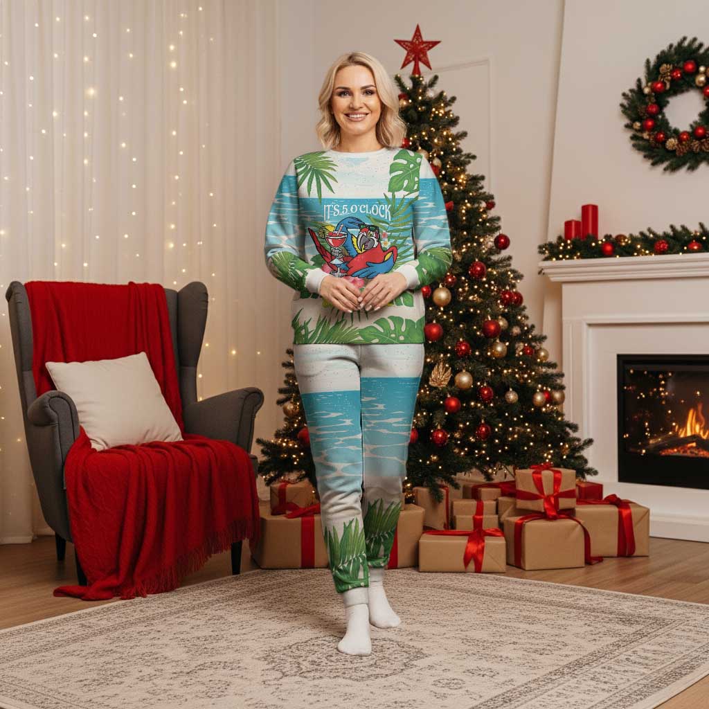 Guyana Christmas Pajama Set Chilling Macaw It's 5 o'clock Somewhere - Wonder Print Shop