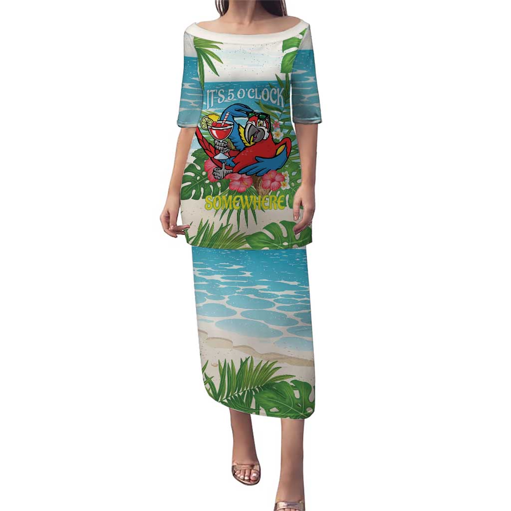 Guyana Christmas Puletasi Chilling Macaw It's 5 o'clock Somewhere - Wonder Print Shop