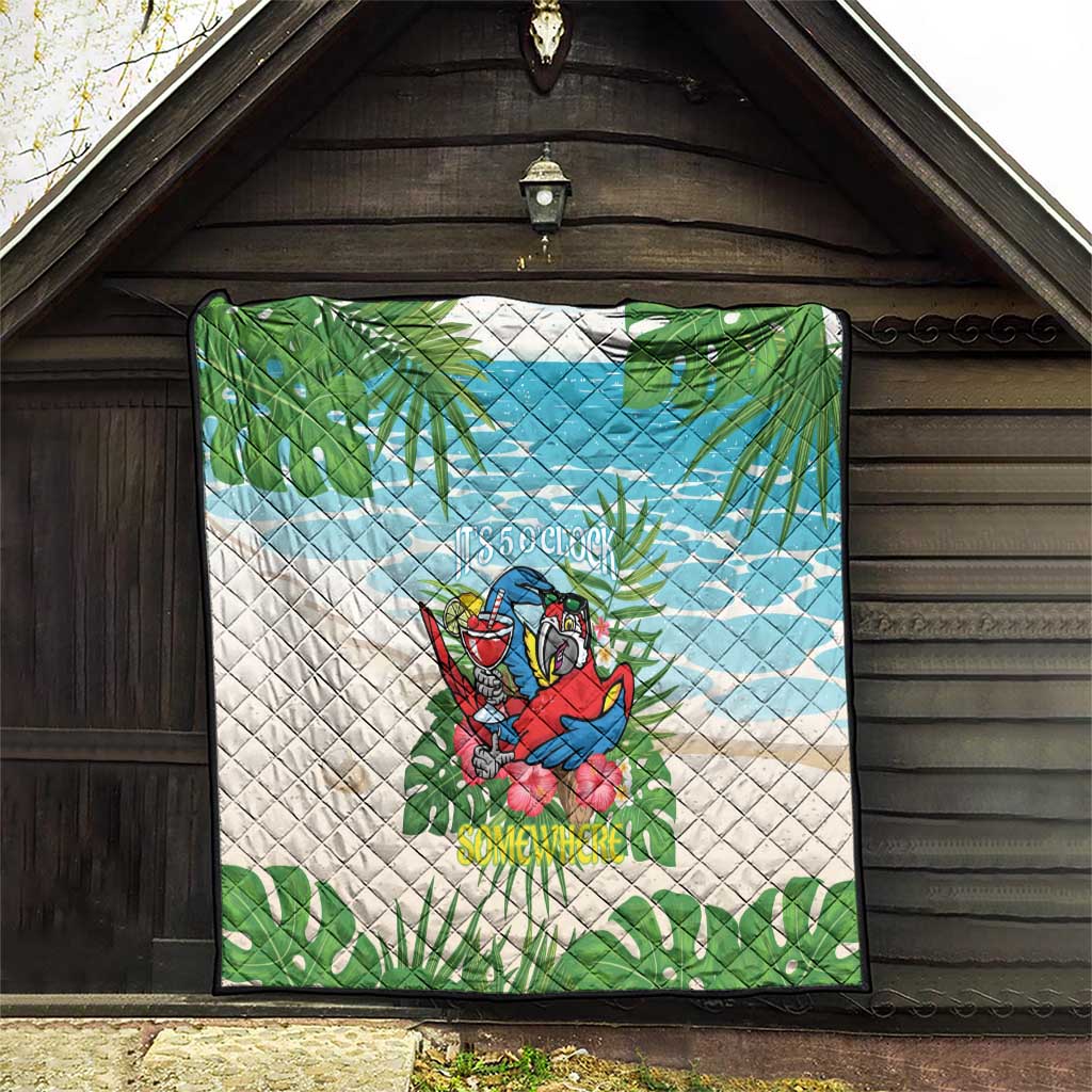 Guyana Christmas Quilt Chilling Macaw It's 5 o'clock Somewhere - Wonder Print Shop
