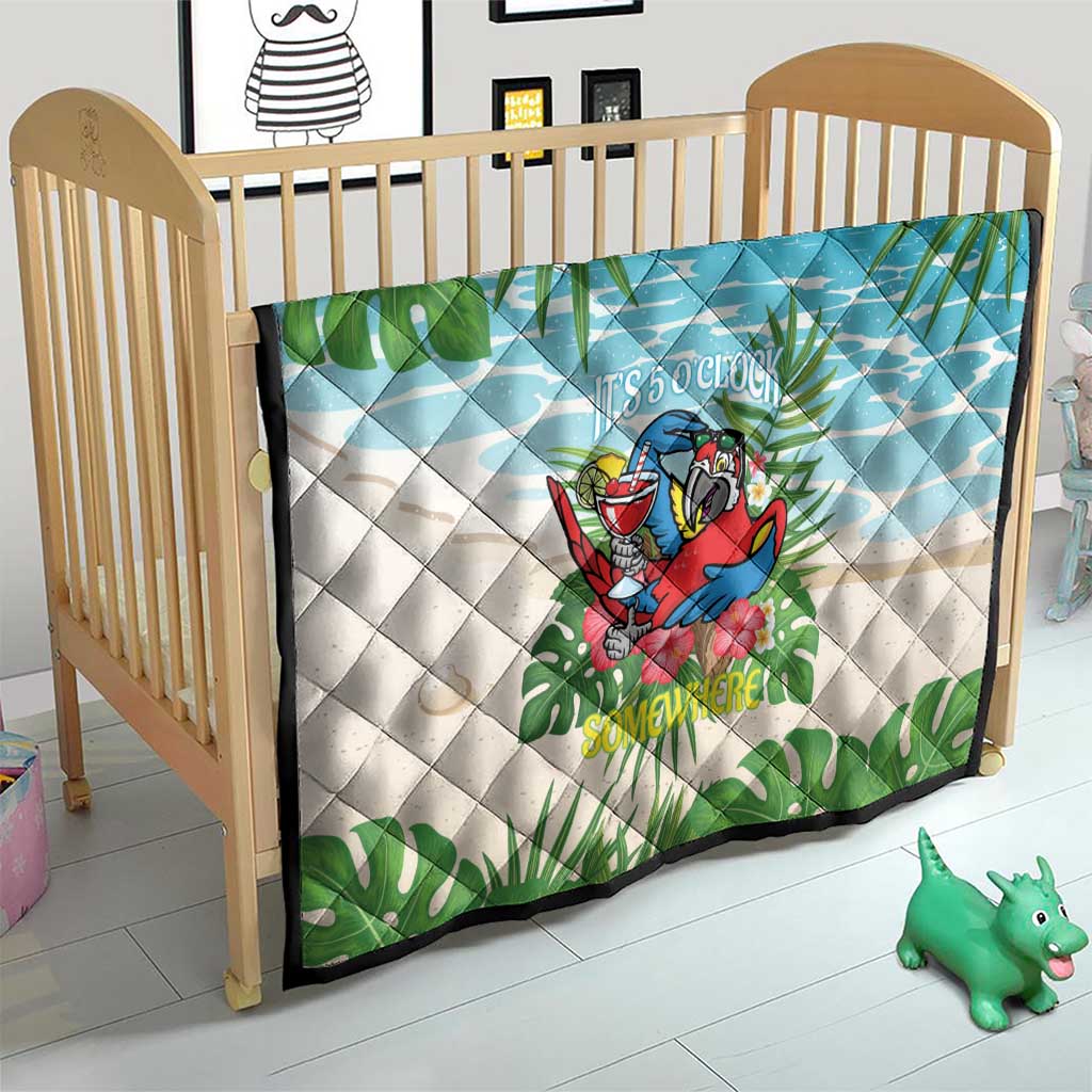 Guyana Christmas Quilt Chilling Macaw It's 5 o'clock Somewhere - Wonder Print Shop