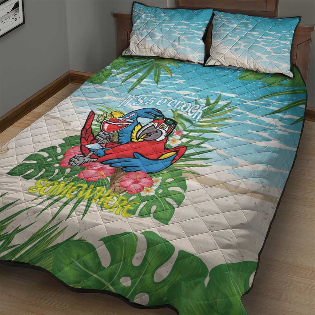 Guyana Christmas Quilt Bed Set Chilling Macaw It's 5 o'clock Somewhere - Wonder Print Shop