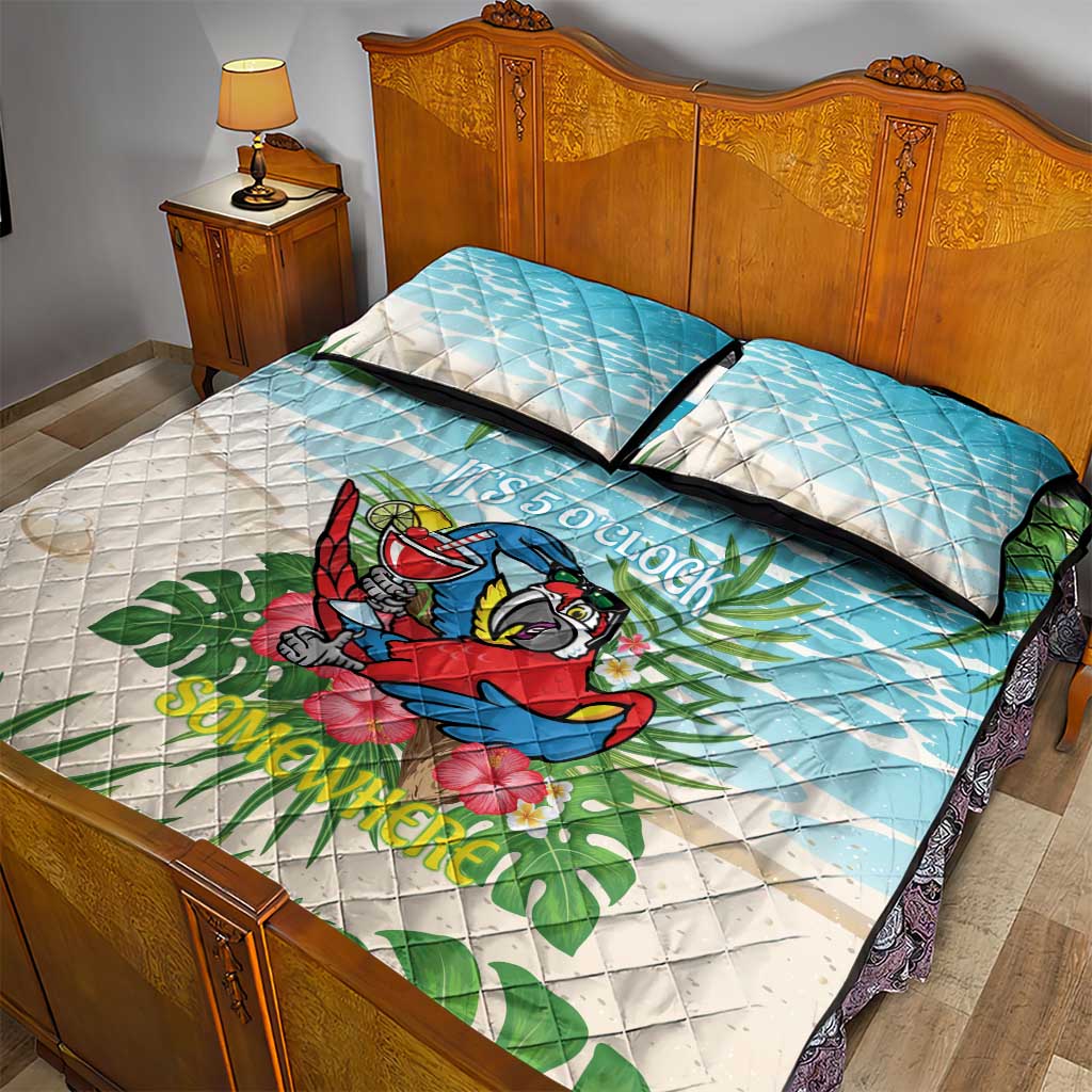Guyana Christmas Quilt Bed Set Chilling Macaw It's 5 o'clock Somewhere - Wonder Print Shop
