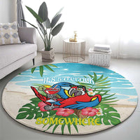 Guyana Christmas Round Carpet Chilling Macaw It's 5 o'clock Somewhere - Wonder Print Shop