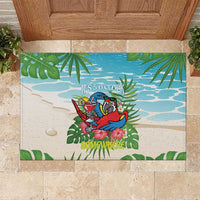 Guyana Christmas Rubber Doormat Chilling Macaw It's 5 o'clock Somewhere - Wonder Print Shop