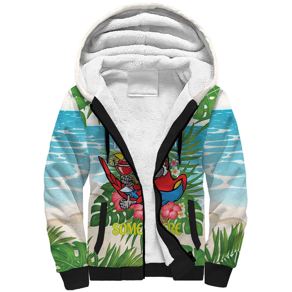 Guyana Christmas Sherpa Hoodie Chilling Macaw It's 5 o'clock Somewhere - Wonder Print Shop