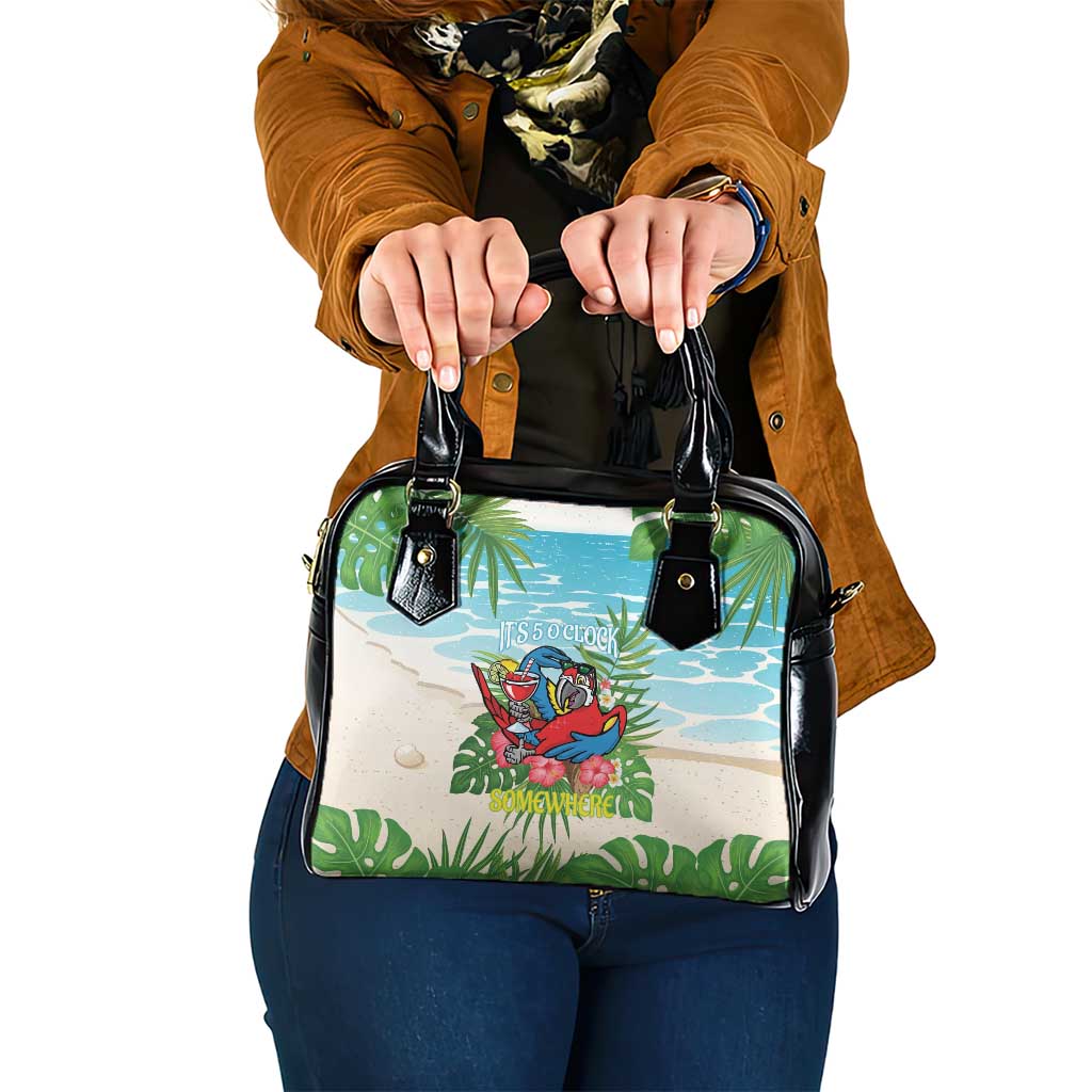 Guyana Christmas Shoulder Handbag Chilling Macaw It's 5 o'clock Somewhere - Wonder Print Shop