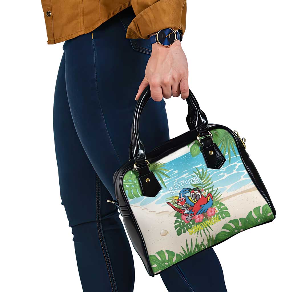 Guyana Christmas Shoulder Handbag Chilling Macaw It's 5 o'clock Somewhere - Wonder Print Shop