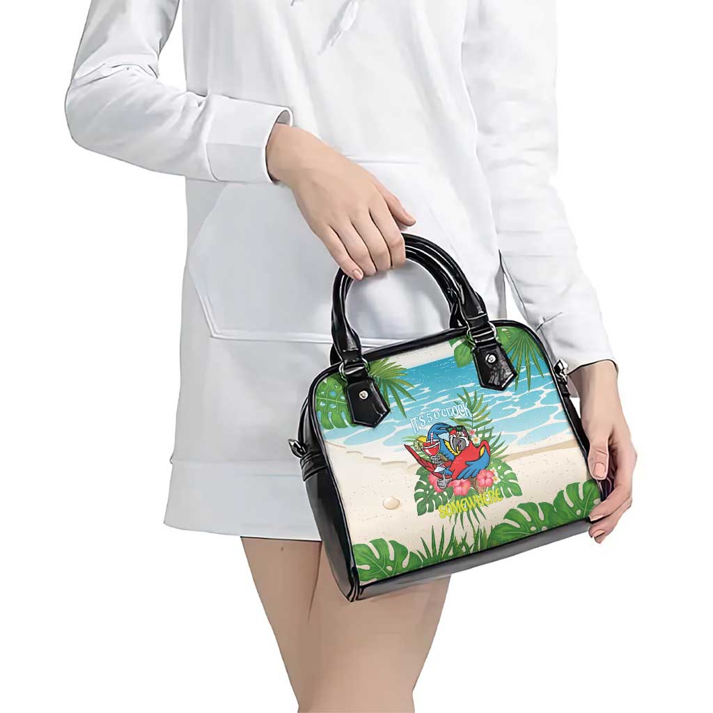 Guyana Christmas Shoulder Handbag Chilling Macaw It's 5 o'clock Somewhere - Wonder Print Shop