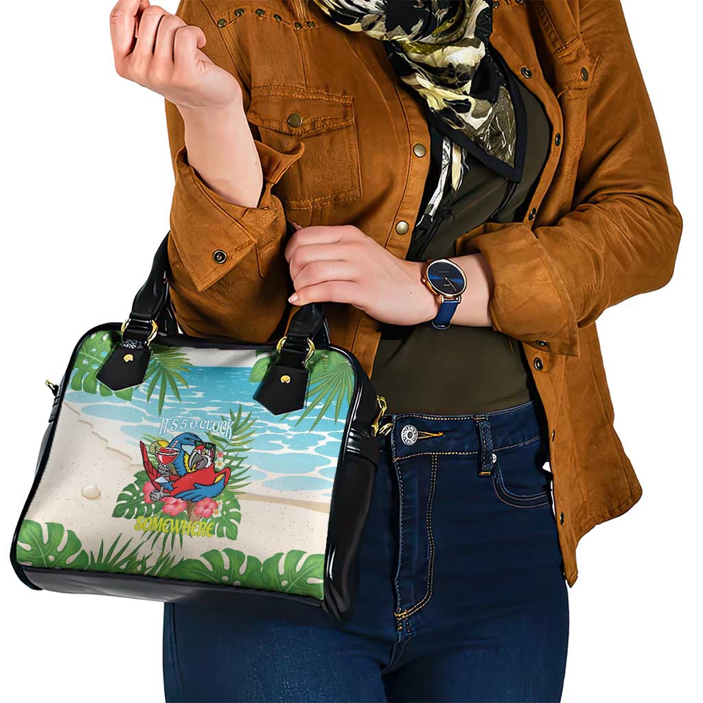 Guyana Christmas Shoulder Handbag Chilling Macaw It's 5 o'clock Somewhere - Wonder Print Shop