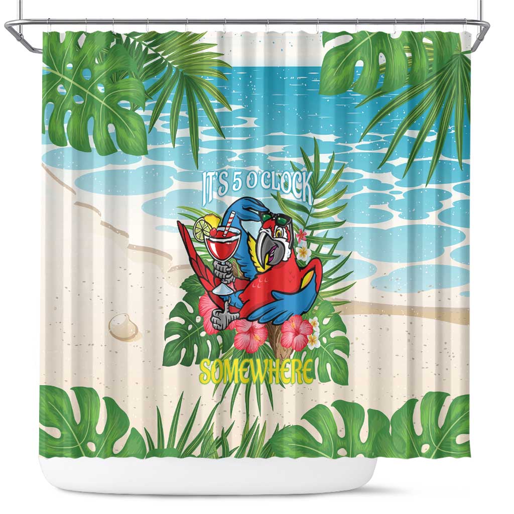 Guyana Christmas Shower Curtain Chilling Macaw It's 5 o'clock Somewhere - Wonder Print Shop