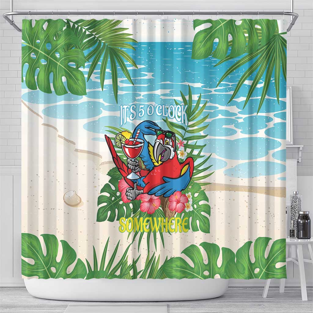 Guyana Christmas Shower Curtain Chilling Macaw It's 5 o'clock Somewhere - Wonder Print Shop