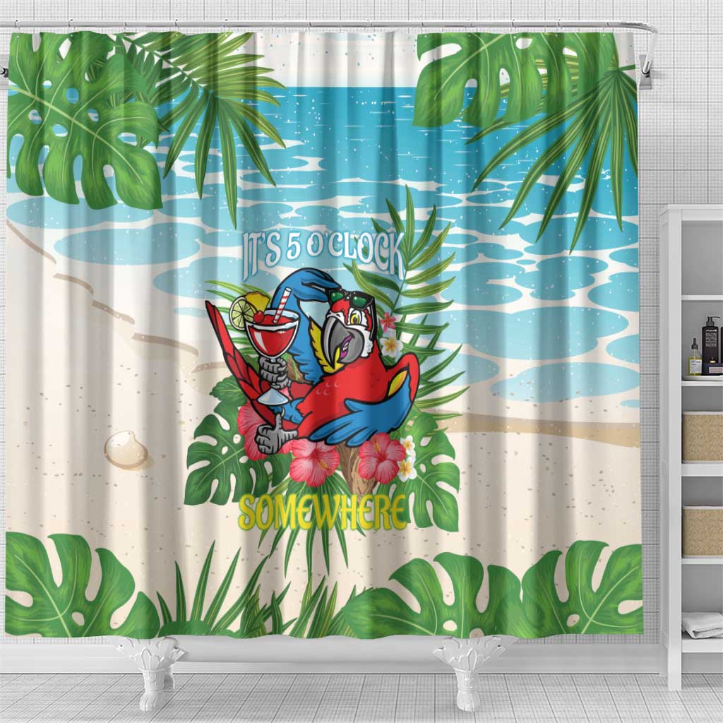 Guyana Christmas Shower Curtain Chilling Macaw It's 5 o'clock Somewhere - Wonder Print Shop