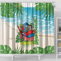 Guyana Christmas Shower Curtain Chilling Macaw It's 5 o'clock Somewhere - Wonder Print Shop