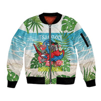 Guyana Christmas Sleeve Zip Bomber Jacket Chilling Macaw It's 5 o'clock Somewhere - Wonder Print Shop