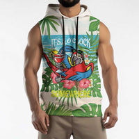 Guyana Christmas Sleeveless Hoodie Chilling Macaw It's 5 o'clock Somewhere - Wonder Print Shop