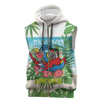Guyana Christmas Sleeveless Zip Hoodie Chilling Macaw It's 5 o'clock Somewhere - Wonder Print Shop