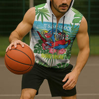 Guyana Christmas Sleeveless Zip Hoodie Chilling Macaw It's 5 o'clock Somewhere - Wonder Print Shop