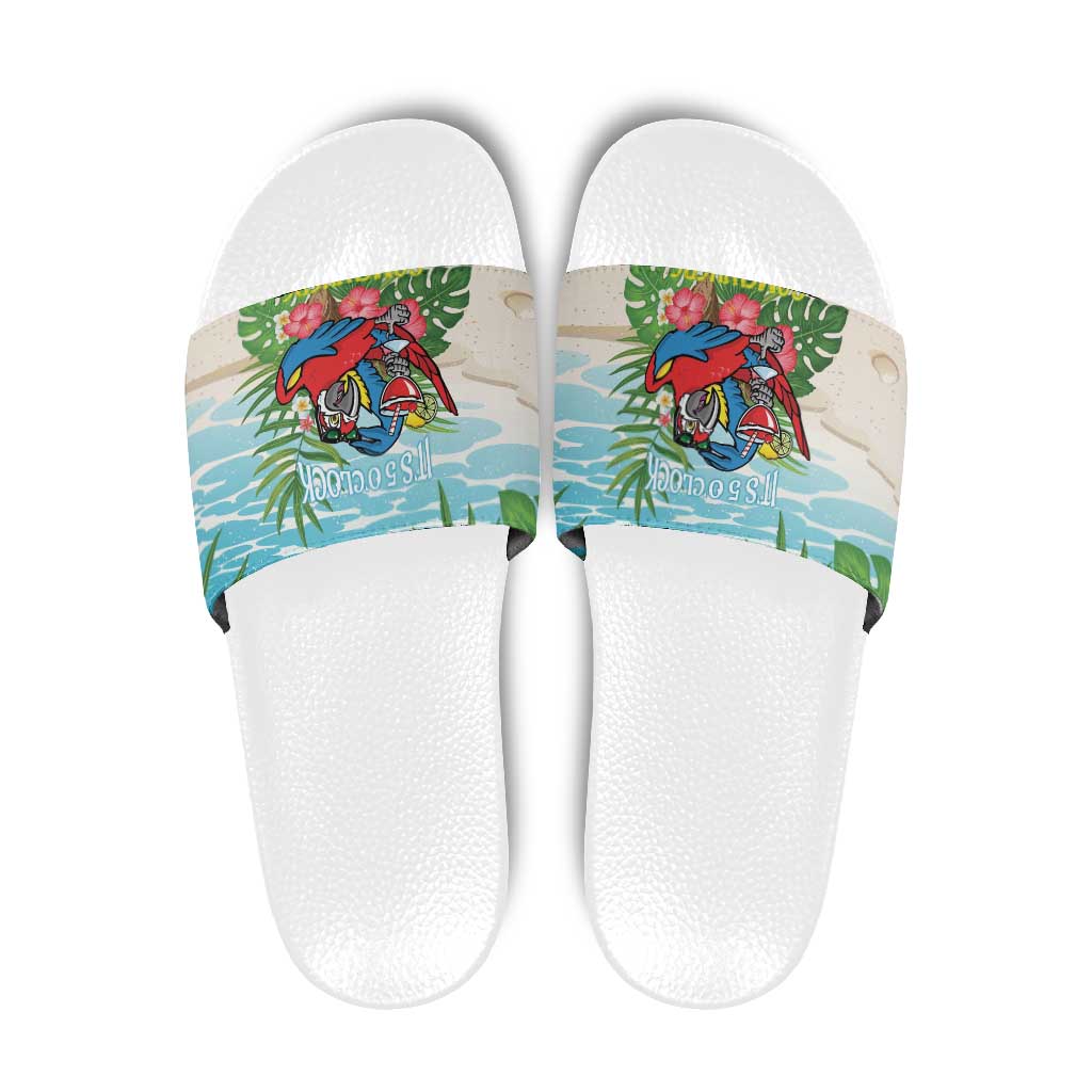 Guyana Christmas Slide Sandals Chilling Macaw It's 5 o'clock Somewhere - Wonder Print Shop