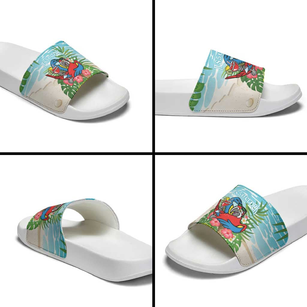 Guyana Christmas Slide Sandals Chilling Macaw It's 5 o'clock Somewhere - Wonder Print Shop