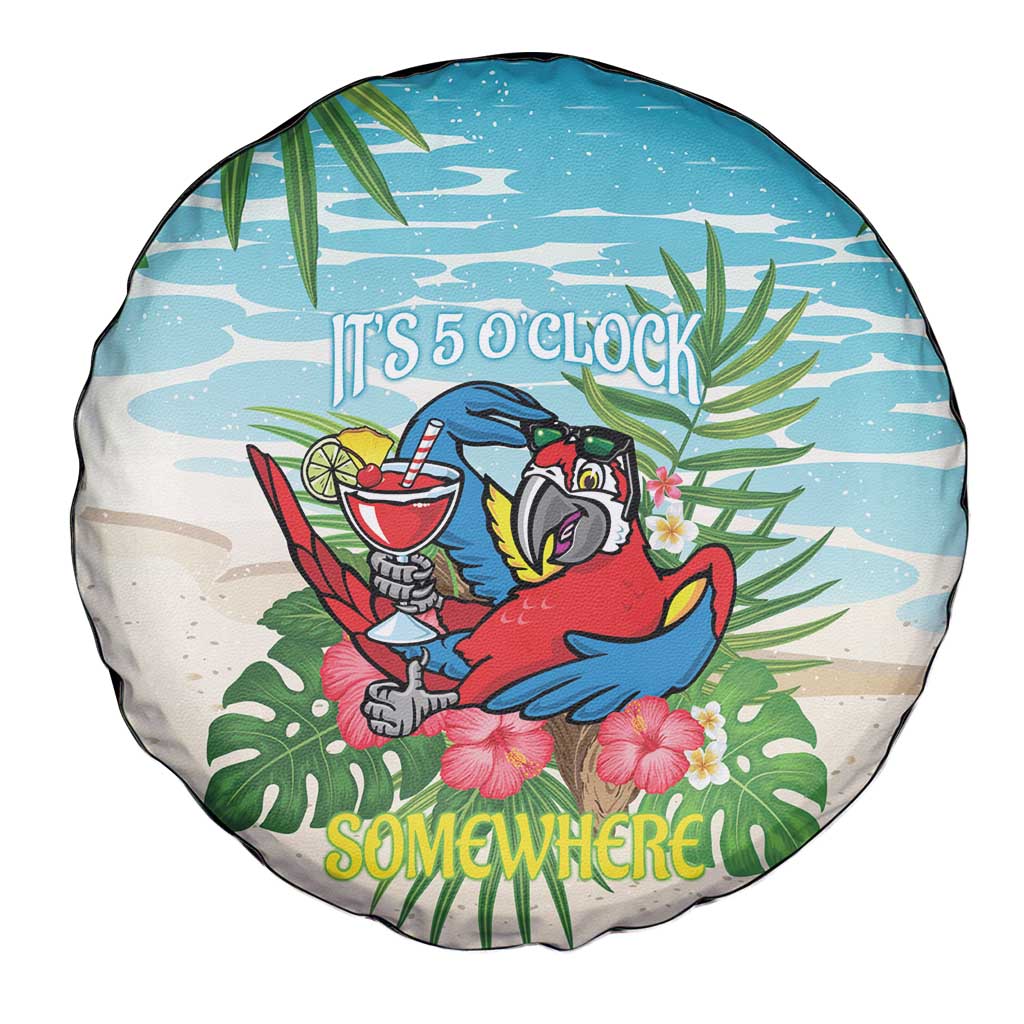 Guyana Christmas Spare Tire Cover Chilling Macaw It's 5 o'clock Somewhere - Wonder Print Shop