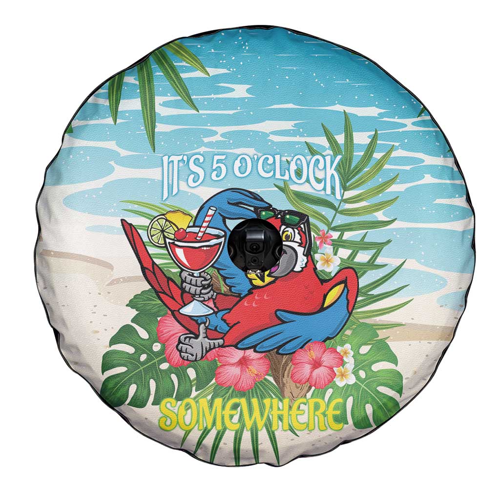 Guyana Christmas Spare Tire Cover Chilling Macaw It's 5 o'clock Somewhere - Wonder Print Shop
