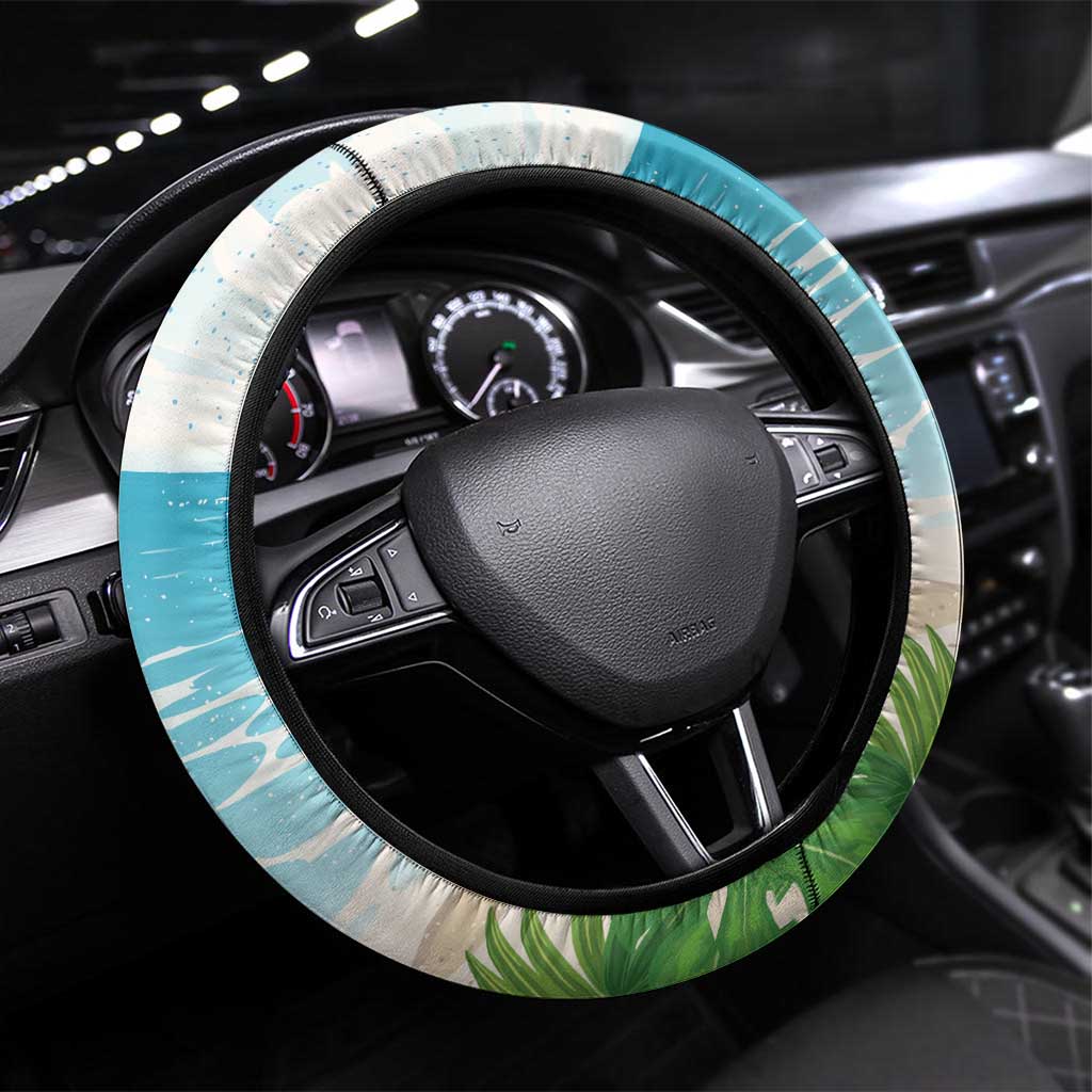 Guyana Christmas Steering Wheel Cover Chilling Macaw It's 5 o'clock Somewhere - Wonder Print Shop