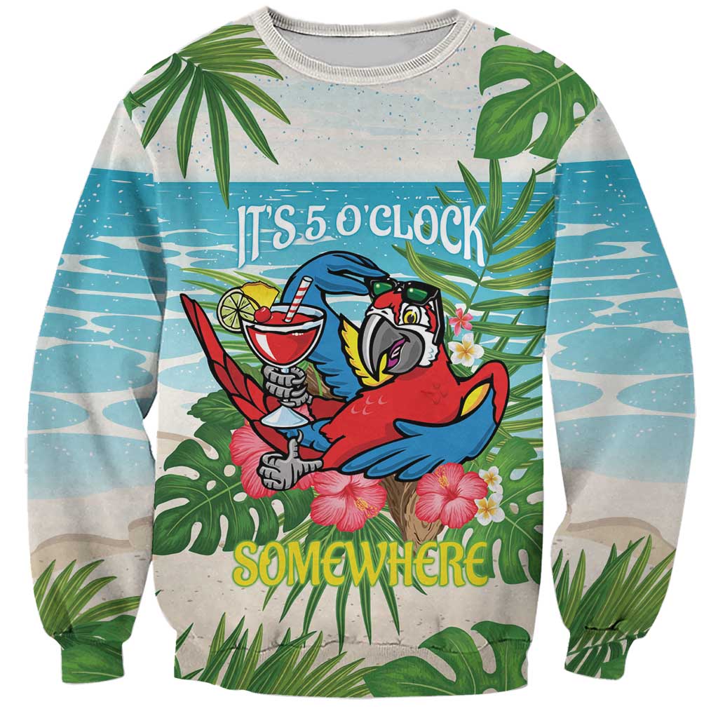 Guyana Christmas Sweatshirt Chilling Macaw It's 5 o'clock Somewhere - Wonder Print Shop
