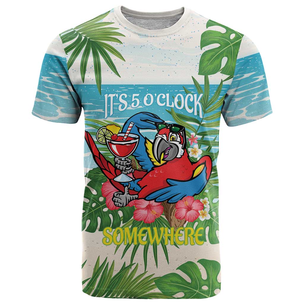 Guyana Christmas T Shirt Chilling Macaw It's 5 o'clock Somewhere - Wonder Print Shop