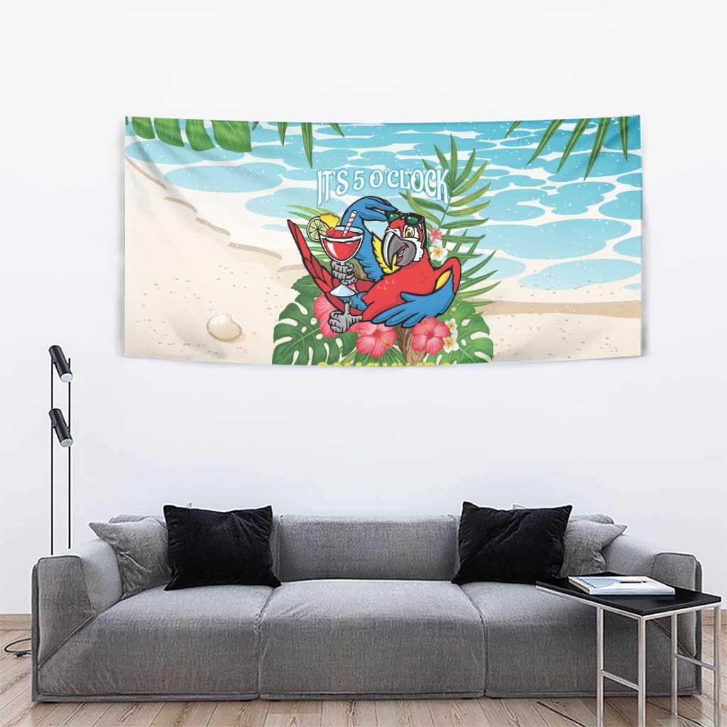 Guyana Christmas Tapestry Chilling Macaw It's 5 o'clock Somewhere - Wonder Print Shop