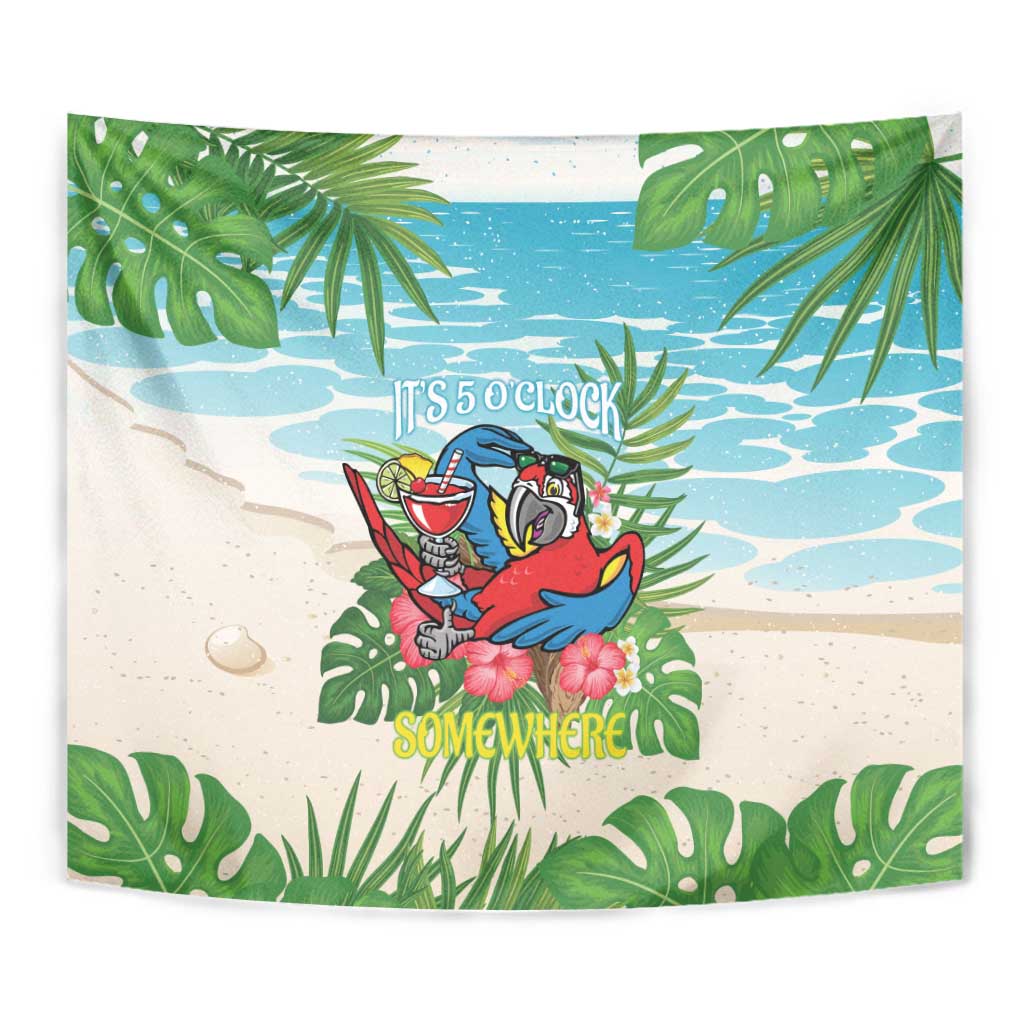 Guyana Christmas Tapestry Chilling Macaw It's 5 o'clock Somewhere - Wonder Print Shop